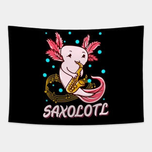 Saxolotl Sax Playing Axolotl Pun Walking Fish Tapestry