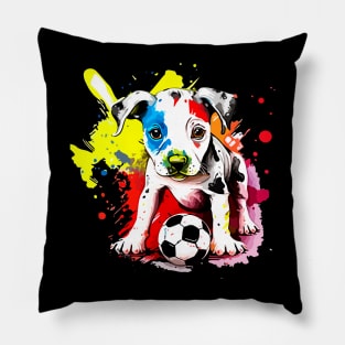 Soccer Puppy - Soccer Futball Football - Graphiti Art Graphic Paint Pillow