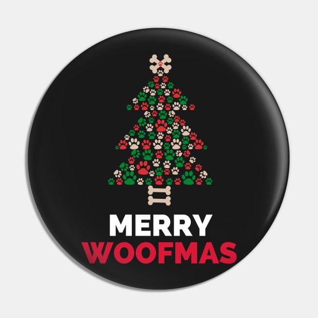 Merry Woofmas Christmas Lights Festive Baubles Scene Dog - Christmas Dog Lover - Funny Pin by Famgift