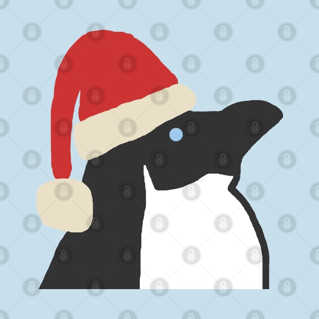 Christmas Penguin Wearing Santa Hat by ellenhenryart