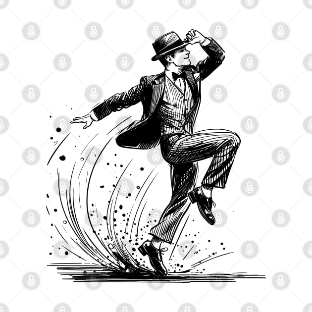 Tap dancer black sketch by PrintSoulDesigns