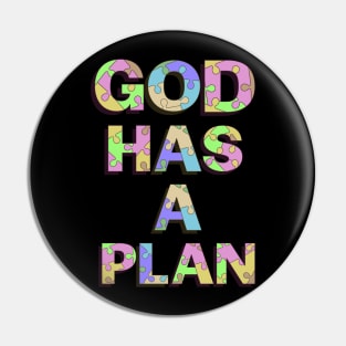 God Has a Plan blue floral T-Shirt Pin