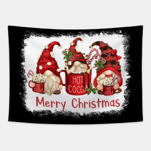 Cute Christmas Gnomes With Hot Cocoa Merry Christmas Tapestry