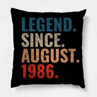 Legend since August 1986 Retro 1986 birthday shirt Pillow