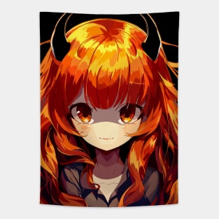 Beautiful orange hair anime woman Tapestry