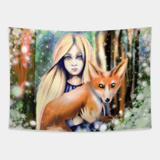 the fox and the girl Tapestry