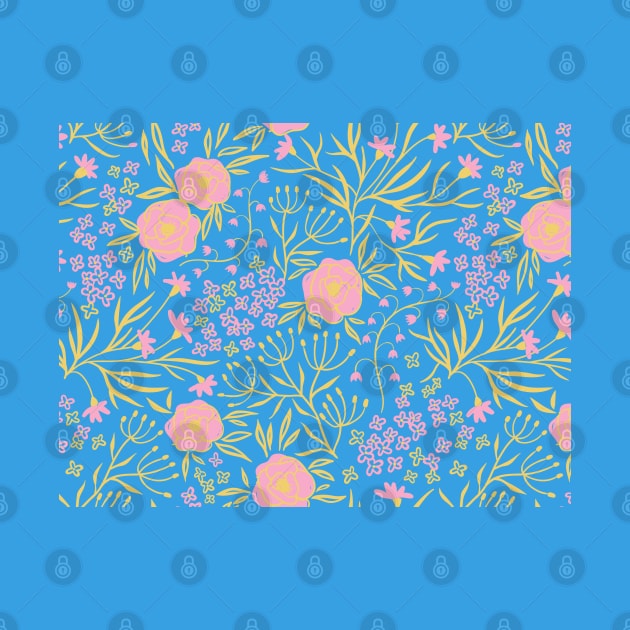 Tranquil Blue Floral Pattern by Hypnotic Highs