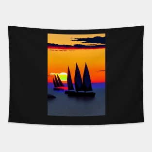 AWESOME SAILBOATS AT SUNSET Tapestry