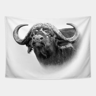 African Buffalo Bull Close-up Wildlife Tapestry