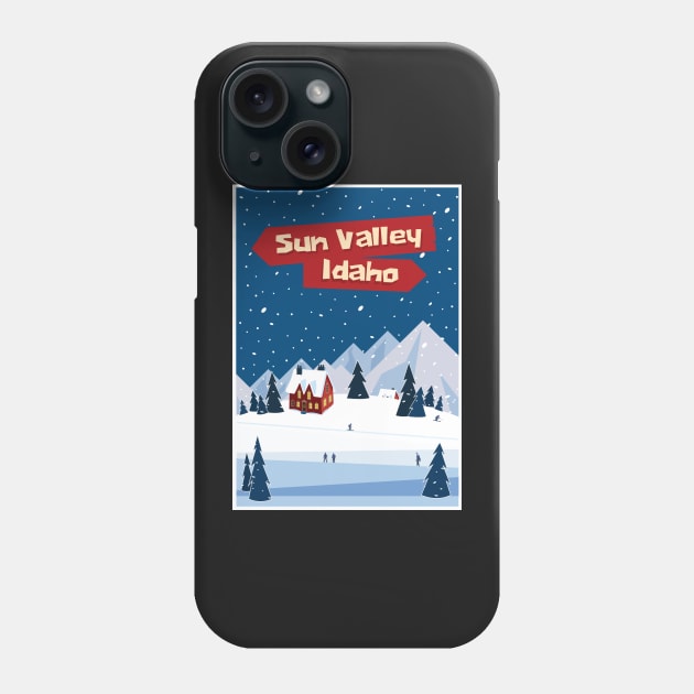 Sun Valley, Idaho,Ski Poster Phone Case by BokeeLee