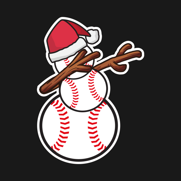 Dabbing Baseball Snowman Christmas by RJCatch