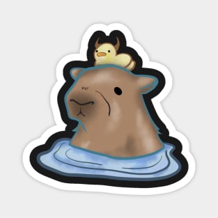 capybara taking a bath with duck Magnet