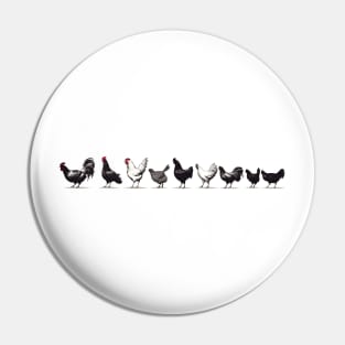 Chickens in a row Pin