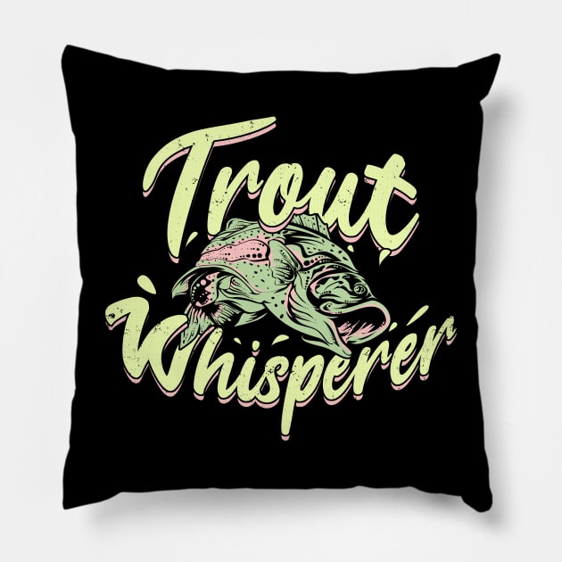 Trout Whisperer Fishing Fish Fisherman Gift Pillow by Dolde08