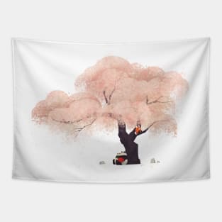 Cherry Blossom Pandas Tapestry