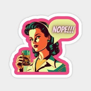 Nope Funny Sarcastic Vintage Retro Magnet