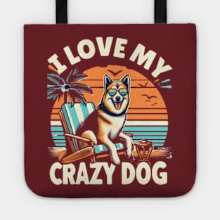 crazy dog funny design Tote