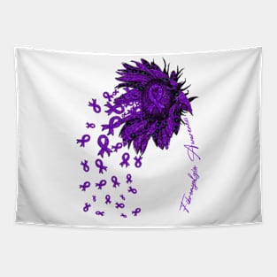 Fibromyalgia Awareness - Sunflower ribbon flowers fall Tapestry