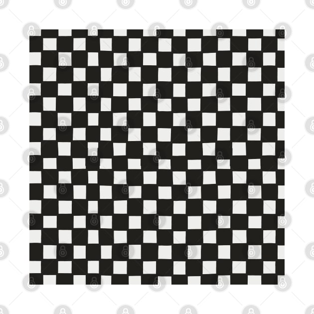 Mini Hand-Drawn Checkerboard Pattern (Black and White) by cecececececelia