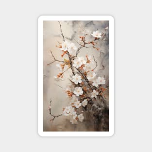 Painting of White Plum Blossom Magnet