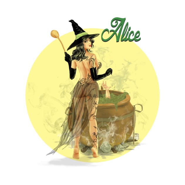 Alice The Witch Pin Up Girl by Hellustrations