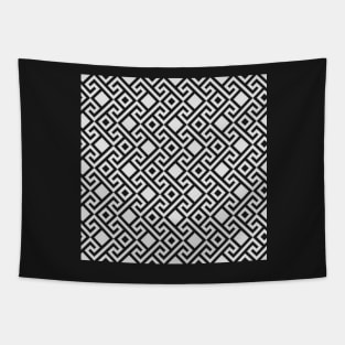 Gray square Greek ornament, Meander Tapestry