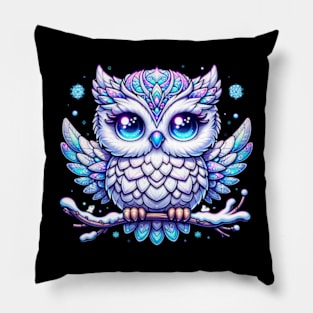 Owl Winter Snow Bird Kawaii Chibi Cute Animal Pillow