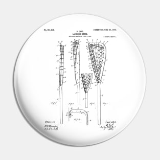 Lacrosse Stick Patent - Lacrosse Player Art - Black And White Pin