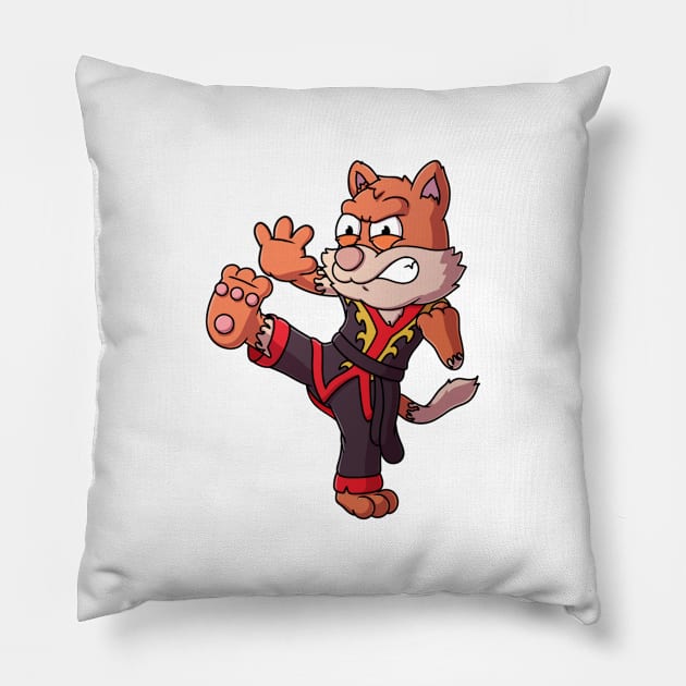 Kungfu Cat Pillow by TheMaskedTooner