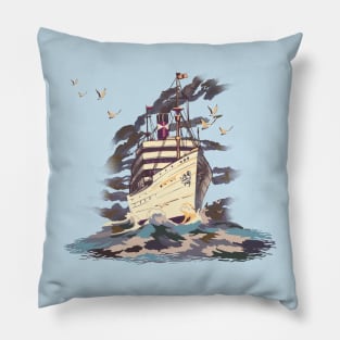 a ship on the sea Pillow