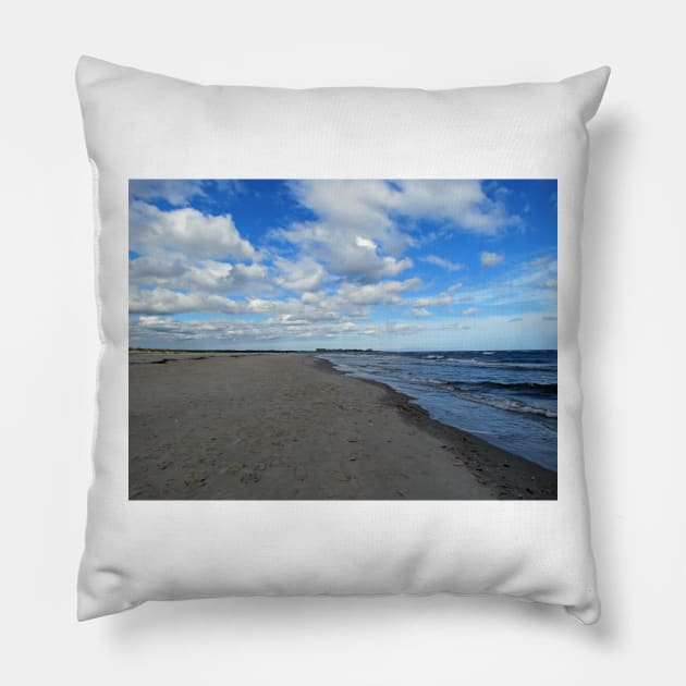 Looking Down The Beach Pillow by Cynthia48