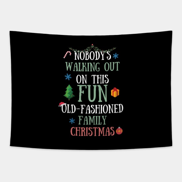 Nobodys Walking Out On This Fun Old-Fashioned Family Christmas Tapestry by Zen Cosmos Official