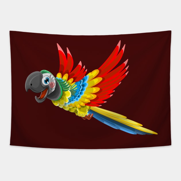 Colourful Chestnut-fronted Macaw - Parrot Cartoon Tapestry by PatrioTEEism