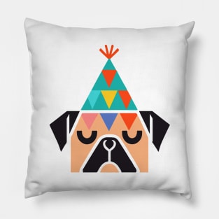 Pug Birthday Party Dog Owner Vintage Funny Pug Kids Boy Girl Pillow