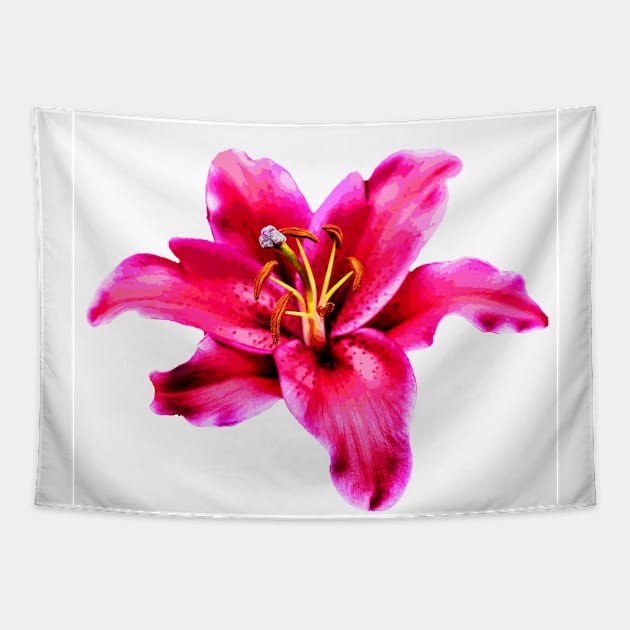 Pink Tiger Lily Flower Tapestry by thesnowwhyte