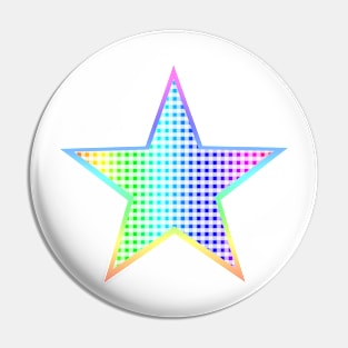 Rainbow Gingham Star Pin