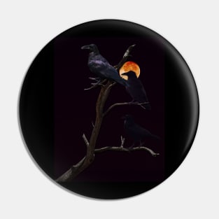 Ravens Under a Full Moon Pin