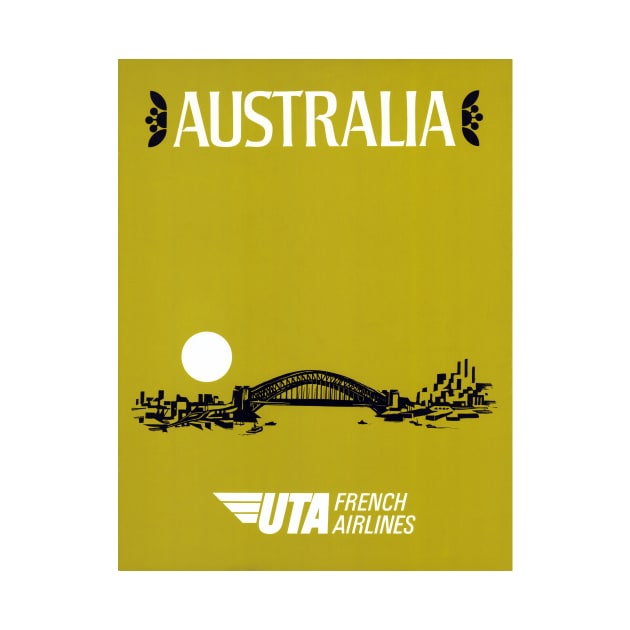 Vintage Travel Poster UTA French Airlines Australia by vintagetreasure