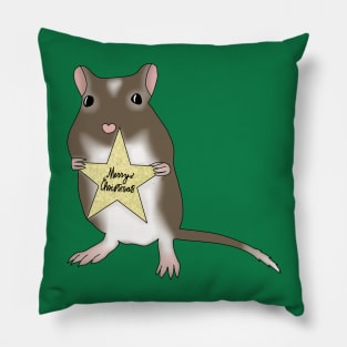 Cute brown gerbil says merry Christmas Pillow