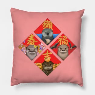 Otters and Spring Festival Pillow