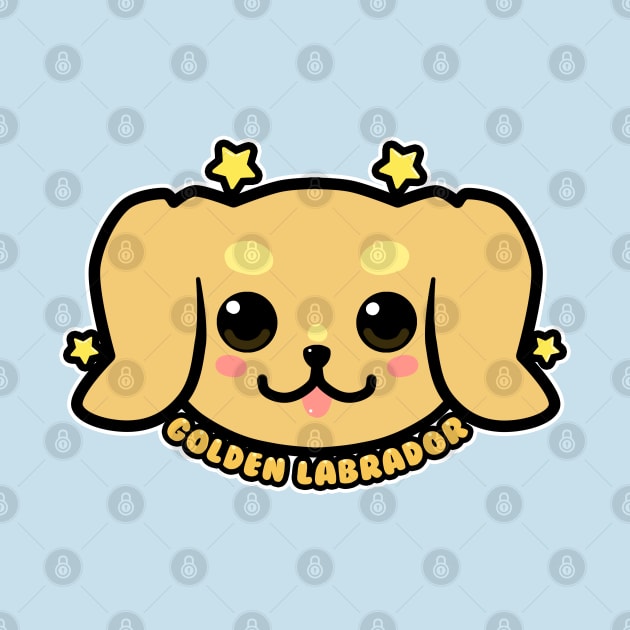 KAWAII Golden Labrador Dog Face by TechraNova