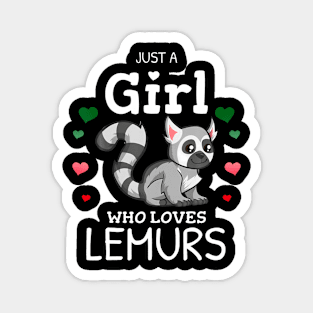 Just A Girl Who Loves Lemurs Madagascar Flag Colors Hearts Magnet