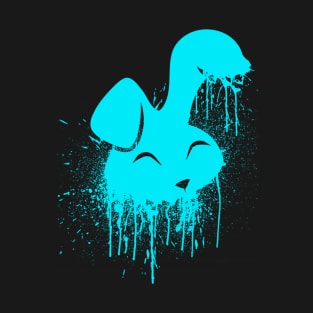 Hot Cyan Neon Spray Paint Cute Bunny T-Shirt