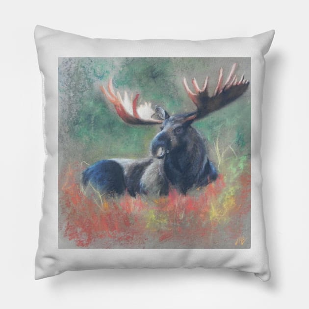 Lying moose Pillow by hicksi7