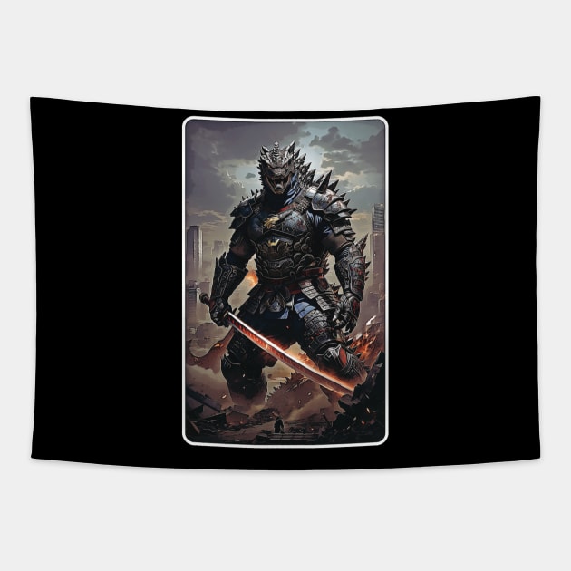 samurai gojira Tapestry by clownescape