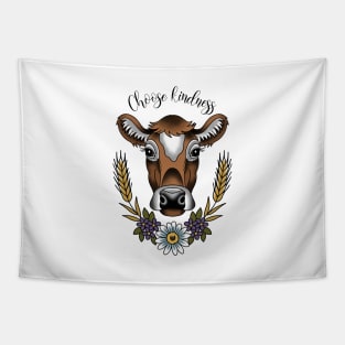 Choose kindness cow Tapestry