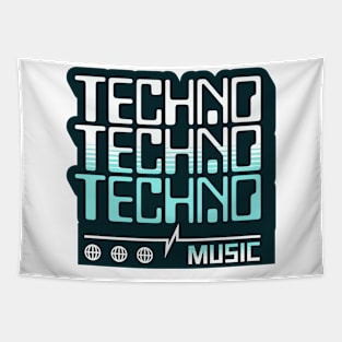 TECHNO  - Retro Computer Font  (Teal) Tapestry