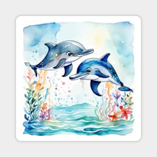 Cute dolphins in the ocean Magnet