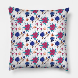 Blue and Pink Floral Pattern Pillow