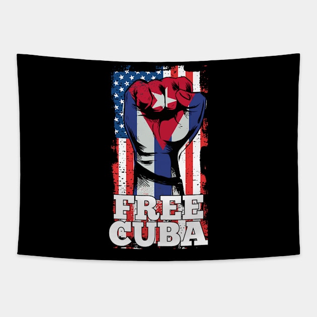 Free Cuba Retro Cuban American Flag Tapestry by plainlyfashion